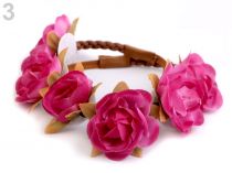 Textillux.sk - produkt Pružná čelenka do vlasov s kvetmi - 3 ružová ostrá