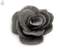 Textillux.sk - produkt Ruža z imitácie kožušiny Ø50 mm - 4 šedá