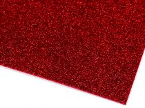 Textillux.sk - produkt Samolepiaca penová guma Moosgummi s glitrami, sada 10 ks 20x30 cm - červená