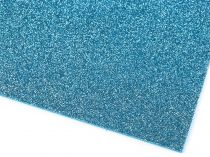 Textillux.sk - produkt Samolepiaca penová guma Moosgummi s glitrami, sada 10 ks 20x30 cm - 8 modrá svetlá