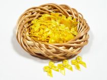 Textillux.sk - produkt Saténová mašlička s perlou 20mm  - 3- tmavá žltá