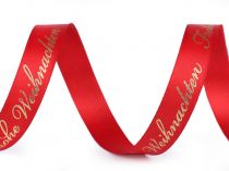 Textillux.sk - produkt Saténová stuha Frohe Weihnachten šírka 15 mm - 2 (623) červená zlatá