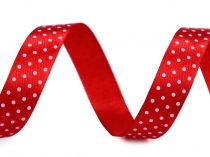 Textillux.sk - produkt Saténová stuha s bodkami šírka 15 mm - 3 červená
