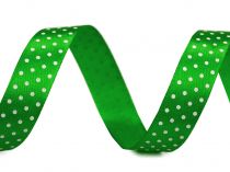 Textillux.sk - produkt Saténová stuha s bodkami šírka 15 mm - 6 zelená pastelová