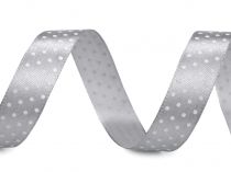 Textillux.sk - produkt Saténová stuha s bodkami šírka 15 mm - 7 šedá svetlá
