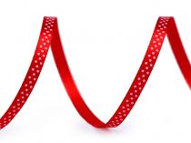 Textillux.sk - produkt Saténová stuha s bodkami šírka 6 mm - 3 červená