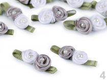 Saténové ružičky s perlou 11x30 mm