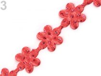 Textillux.sk - produkt Saténový prámik šírka 11 mm kvet s glitrami - 3 Fusion Coral