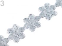 Textillux.sk - produkt Saténový prámik šírka 18 mm kvet s glitrami - 3 Silver