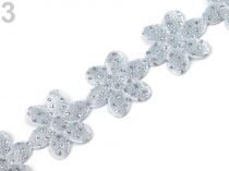 Textillux.sk - produkt Saténový prámik šírka 18 mm kvet s glitrami