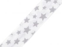 Textillux.sk - produkt Šikmý prúžok bavlnený bodka, káro, hviezdy šírka 20 mm zažehlený - 380904/1 biela hviezdy