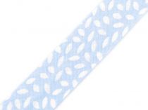 Textillux.sk - produkt Šikmý prúžok bavlnený s kvetmi šírka 20 mm zažehlený - 860251/3 modrá svetlá