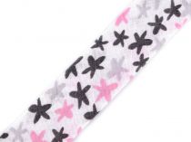 Textillux.sk - produkt Šikmý prúžok bavlnený s kvetmi šírka 20 mm zažehlený - 860659/1 ružová sv. šedá