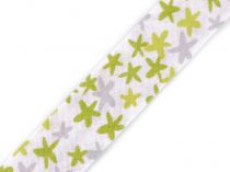 Textillux.sk - produkt Šikmý prúžok bavlnený s kvetmi šírka 20 mm zažehlený - 860659/3 zelená sv.
