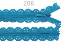 Textillux.sk - produkt Špirálový zips šírka 3 mm dĺžka 16 cm čipkový - 208 Cyan Blue