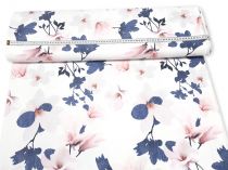 Textillux.sk - produkt Spoločenská látka rifľové a ružové kvety 145 cm