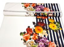 Textillux.sk - produkt Spoločenská šatovka bordúra zmes kvetov v pásiku 150 cm