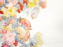 Spoločenská šatovka bordúra zmes pastelových kvetov 150 cm
