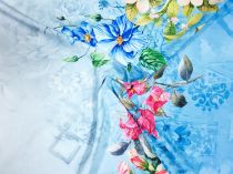 Spoločenská šatovka farebné kvety v bordúre 145 cm