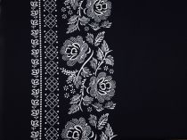 Textillux.sk - produkt Spoločenská šatovka - Folklór bordúra 145 cm - 3-1680 biela bordúra,tmavo-modrá