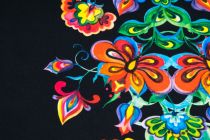 Textillux.sk - produkt Spoločenská šatovka jednostranná bordúra maľovaný mak 150 cm - 2-459 maľovaný mak na čiernom