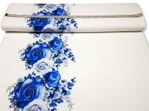 Textillux.sk - produkt Spoločenská šatovka s bordúrou modré ruže 145 cm