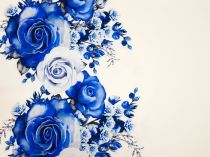 Textillux.sk - produkt Spoločenská šatovka s bordúrou modré ruže 145 cm - 1- bordúra modré ruže, biela
