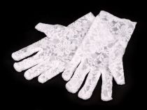 Textillux.sk - produkt Spoločenské rukavice dievčenské 17 cm čipkované biele