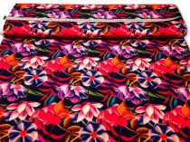 Textillux.sk - produkt Spoločenský úplet cyklamenové kvety na modrom 145 cm