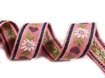 Textillux.sk - produkt Folklórna stuha so srdiečkami 25 mm - vzorovka - 5-1111 ružová, fialové srdiečko