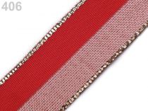 Textillux.sk - produkt Stuha šírka 25 mm s lurexom a drôtom - 426406 červená zlatá