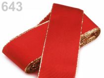 Textillux.sk - produkt Stuha taftová s lurexom  šírka 40mm - 643 červená šarlatová zlatá