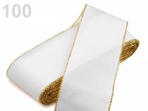 Textillux.sk - produkt Stuha taftová s lurexom  šírka 40mm - 100 biela zlatá
