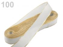 Textillux.sk - produkt Stuha taftová s lurexom šírka 15mm - 100 biela zlatá