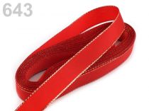 Textillux.sk - produkt Stuha taftová s lurexom šírka 15mm - 643 červená šarlatová zlatá