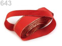 Textillux.sk - produkt Stuha taftová s lurexom šírka 25mm - 643 červená šarlatová zlatá