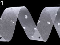Svadobná monofilová stuha srdce šírka 25 mm