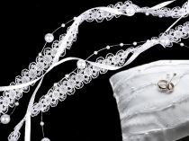 Textillux.sk - produkt Svadobná stuha trojitá s perlami