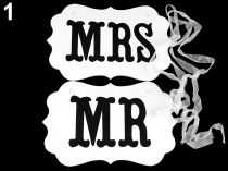 Svadobné ceduľky MR a MRS na zavesenie 2. akosť