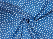 Textillux.sk - produkt Tenká rifľovina s bielymi kvietkami 160 cm - 1- rifľovina s bielymi kvietkami, modrá