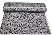 Textillux.sk - produkt Teplákovina čierne srdcia - káro šírka 150 cm