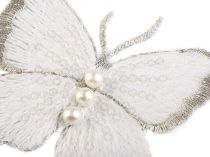 Textillux.sk - produkt Textilná aplikácia motýľ s perlami vyšívaný veľký