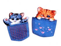 Textillux.sk - produkt Textilná aplikácia / nášivka mačka v kapsičke 9,5x8,5 cm