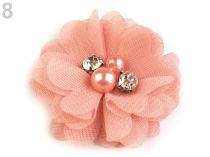 Textillux.sk - produkt Textilný kvet Ø50 mm s kamienkami - 8 ružová korálová