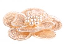 Textillux.sk - produkt Textilný kvet 3D Ø45 mm s perlami vyšívaný