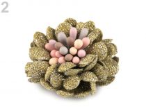 Textilný kvet 3D s lurexom Ø25 mm