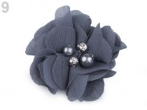 Textillux.sk - produkt Textilný kvet Ø50 mm s kamienkami - 9 modrošedá