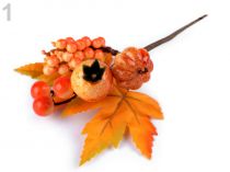 Umelá jesenná vetvička s tekvicami a bobuľami na aranžovanie