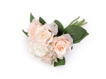 Textillux.sk - produkt Umelá kytica ruže - 2 ružová najsv. biela