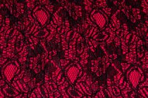 Textillux.sk - produkt Úplet s krajkou čierna, červená 145 cm  